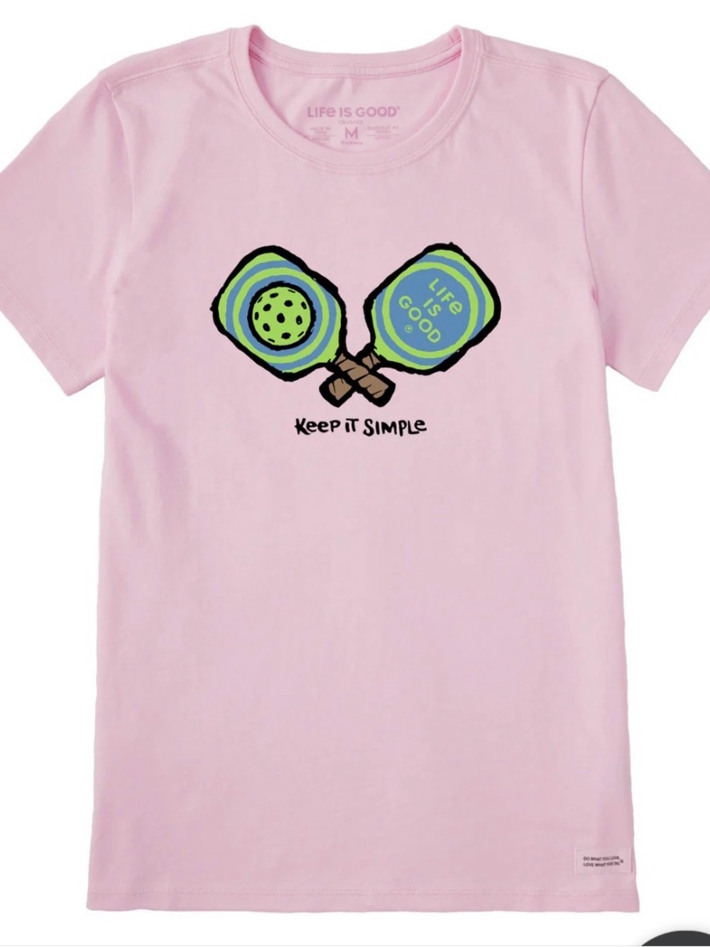 Life Is Good Small Pickleball Keep It Simple Pink Shirt